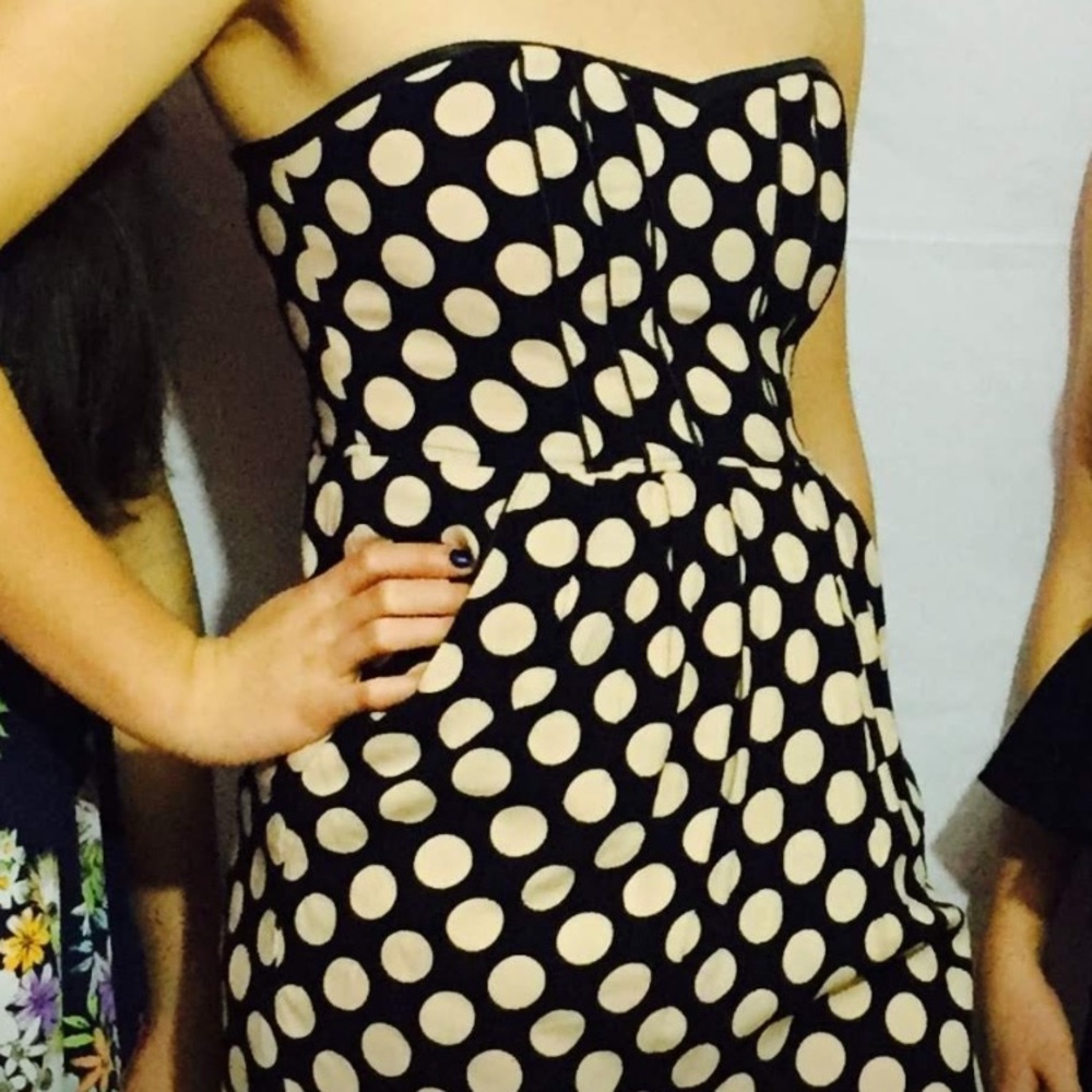 Strapless polkadot dress